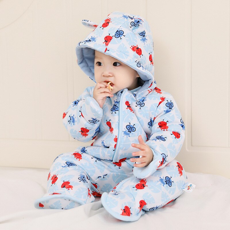 Pasgeboren Baby Jongen Herfst-Winter Fleece Klimmen Kleding 3-12 M Lange Mouwen Baby Meisjes Cartoon Kleding Peuter footies Kleding