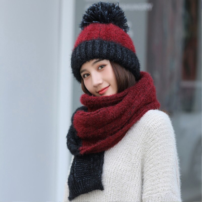 Ht2687 dames winter muts sjaal set dikke warme dames winter accessoires dames gebreide muts en sjaal dames mutsen dames winter set