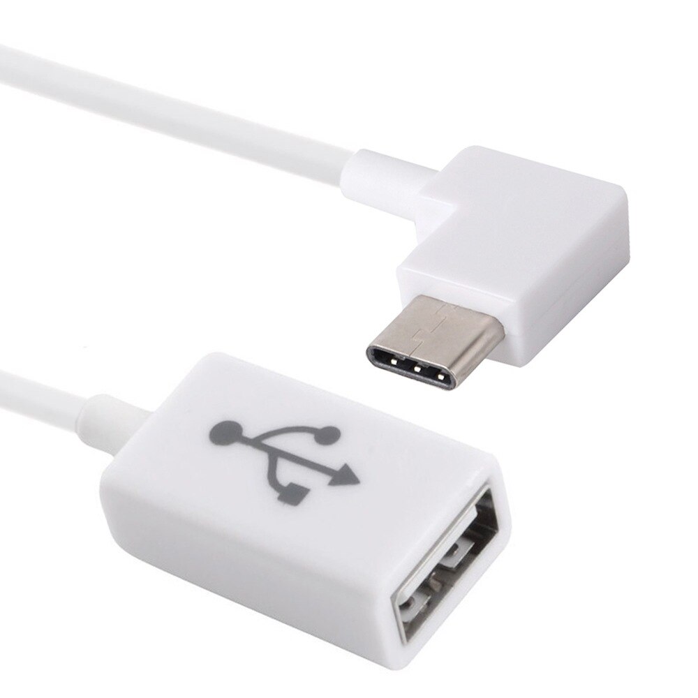Jimier CABLECC Right Angled 90 Degree USB-C Type-C to USB 2.0 Female OTG Cable for Cell Phone Tablet & Laptop White