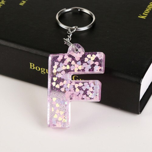 1 Pc Sleutelhanger Engels Brief Sleutelhanger 26 Engels Woord Glitter Hars Een Q Handtas Bedels Voor Vrouw: Blauw