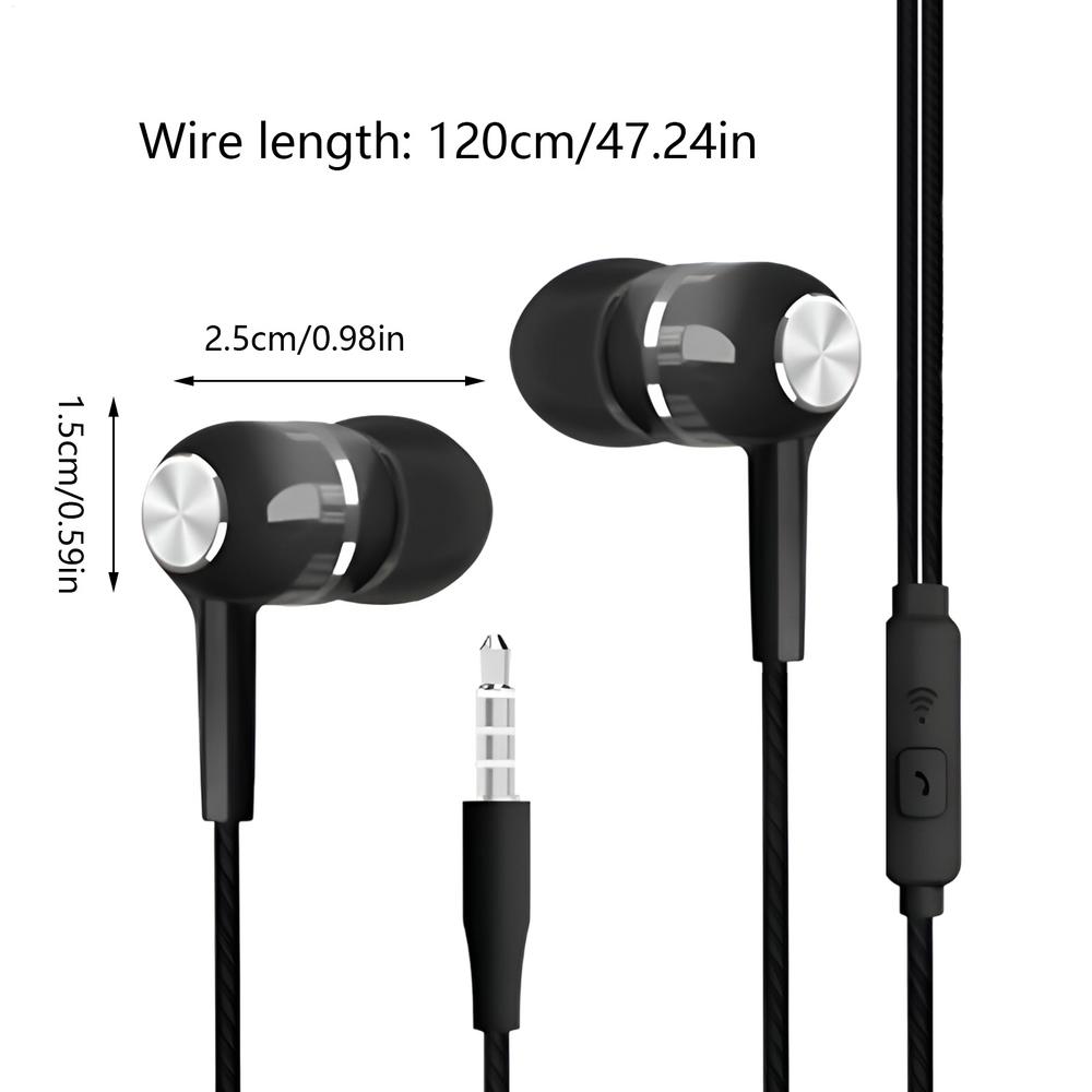 1pcs Universal 3.5mm Wired Headphones Sports Earbuds With Bass Phone Earphones Stereo Headset With Mic Volume Control: black