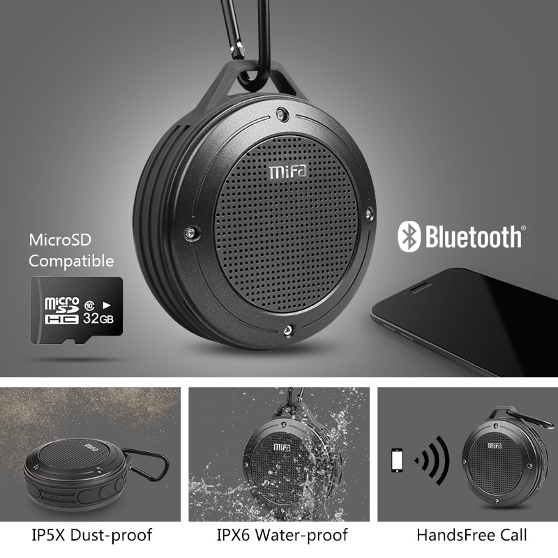 MIFA F10 bezprzewodowy głośnik Bluetooth wbudowany mikrofon stereofoniczny IXP6 wodoodporny głośnik na zewnątrz z basem mini przenośna karta TF robić głośnika