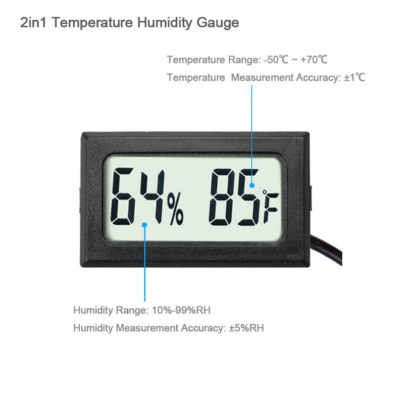 Mini Digital Hygrometer Thermometer for Incubator Reptile Gl Container Humidor Guitar Box Greenhouse(4Pcs)