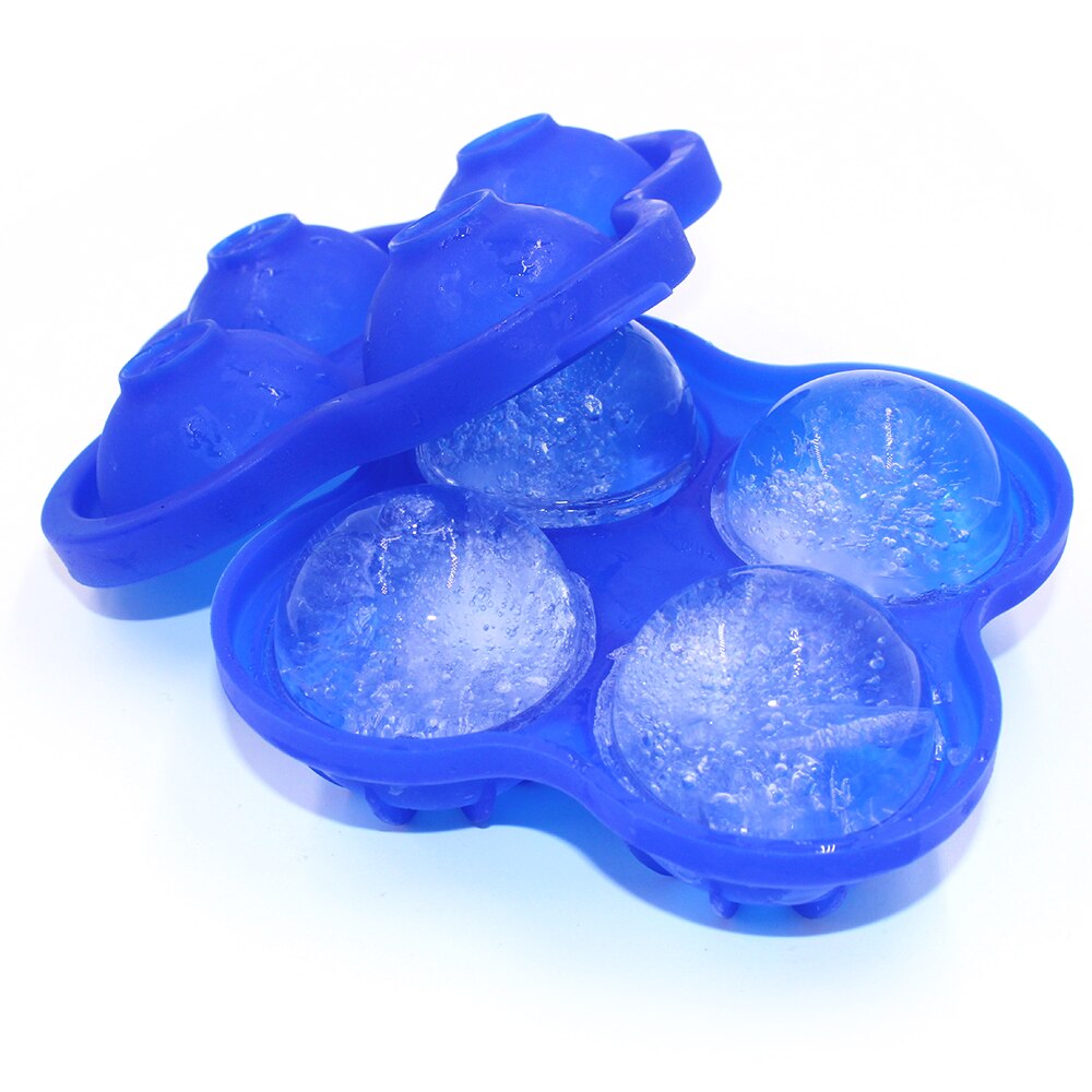 Silicone Multifunctional 4-Cavity Ball Ice Cube Maker Cocktail Whiskey Form For Ice Cubes Tray Ice Cream Mold Kitchen Tool: C
