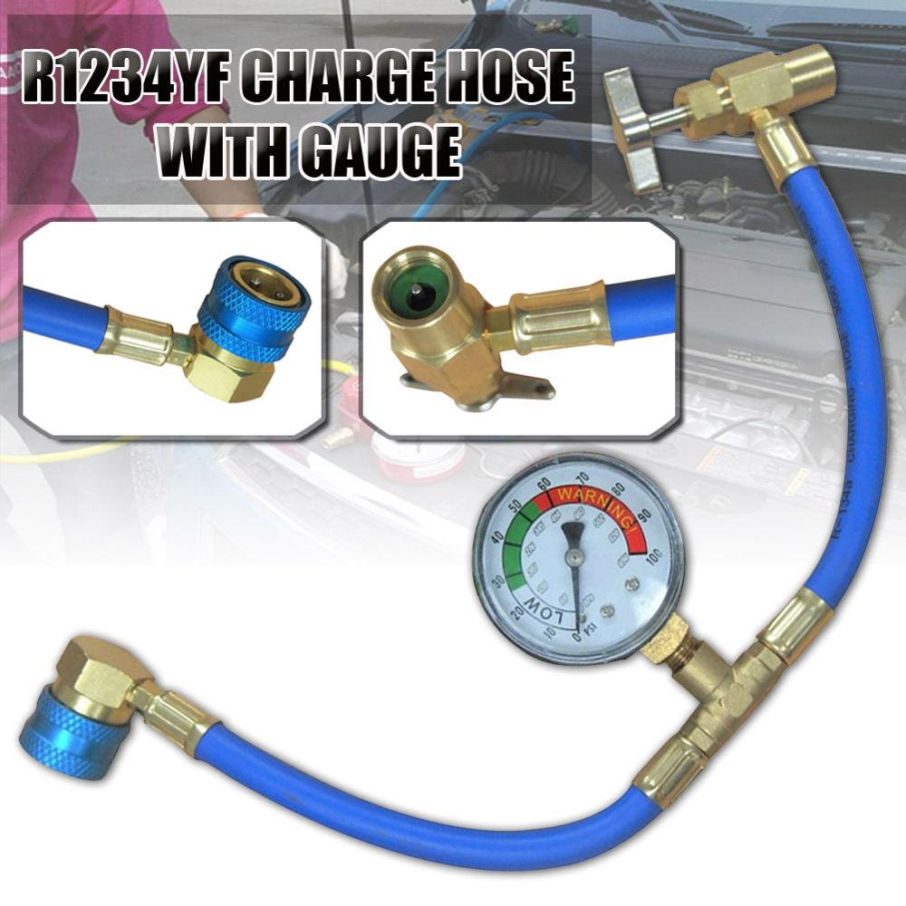 Zelfdichtende R1234yf A/C Kan Tap Lh Threads Gauge Hose Recharge Koelmiddel Ac Hose Recharge Meten Slang gas Gauge Automotive