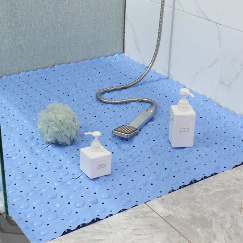 Tapete antiderrapante do banheiro banheiro chuveiro de emenda pvc tapete de assoalho do banheiro anti-queda: Azul