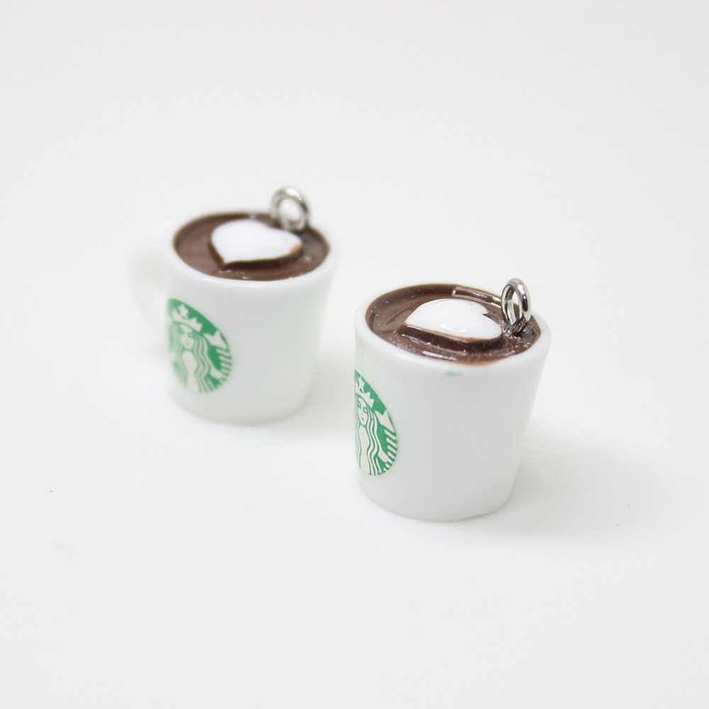 Yamily 10 stk/ harpiks mini kaffekop charme vedhæng øreringe armbånd halskæde ørering til gør-det-selv smykker tilbehør