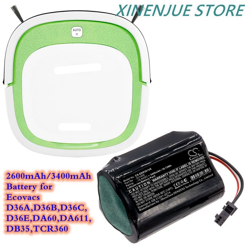 Robot Vacuum Cleaner Battery 10.8v/2600mAh/3400mAh DA60-Darfon,ZJ1450 for Ecovacs D36A,D36B,D36C,D36E,DA60,DA611,DB35,TCR360