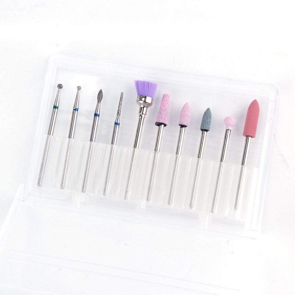 Fraise rotative électrique, jeu de 10 pièces pour lime à ongles, fraises pour polissage, céramique, outil de nettoyage