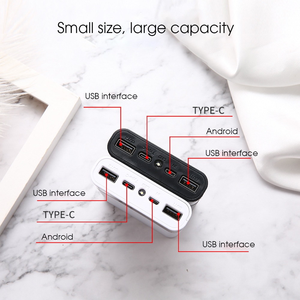 Kebidumei 5V Dual USB Type C 4x18650 Battery Power Bank Case DIY Charge Storage Box Android Micro USB Interface For Samsung HTC