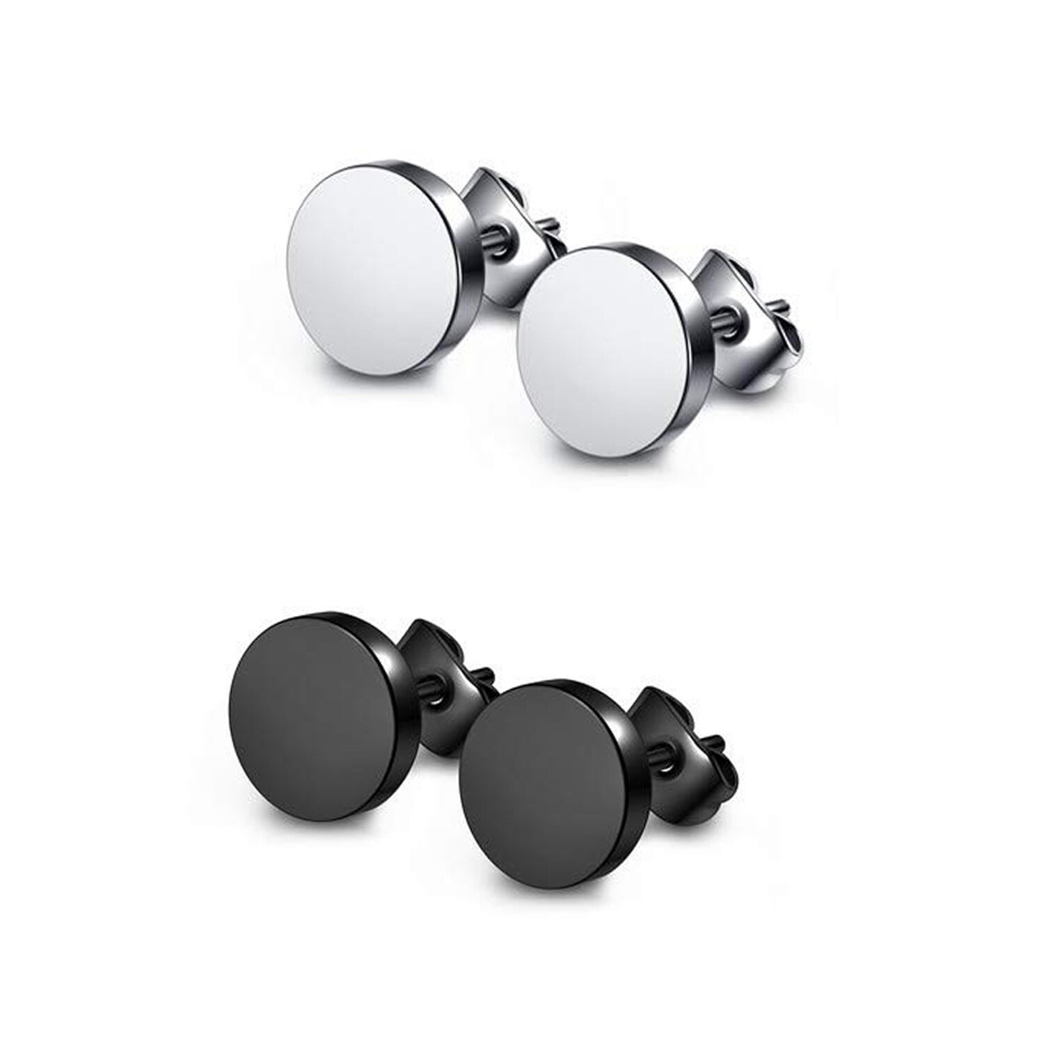 2 par punk rostfritt stål 20g silver svarta långfinger/kors/spike/runda platta öronproppar örhängen dam örhängen set: 2 par set b