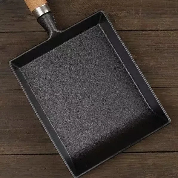 Japanese Style Thickened Tamagoyaki Cast Iron No Coating Kitchen Frying Pan Mini Tools Omelette Heat Resistant Rectangle