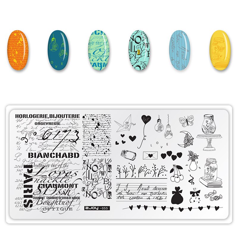 Vågenhed fisk delfin nail art stempling plader rustfrit stål billede rektangel negle skabelon stencils manicure stempel værktøj: 055