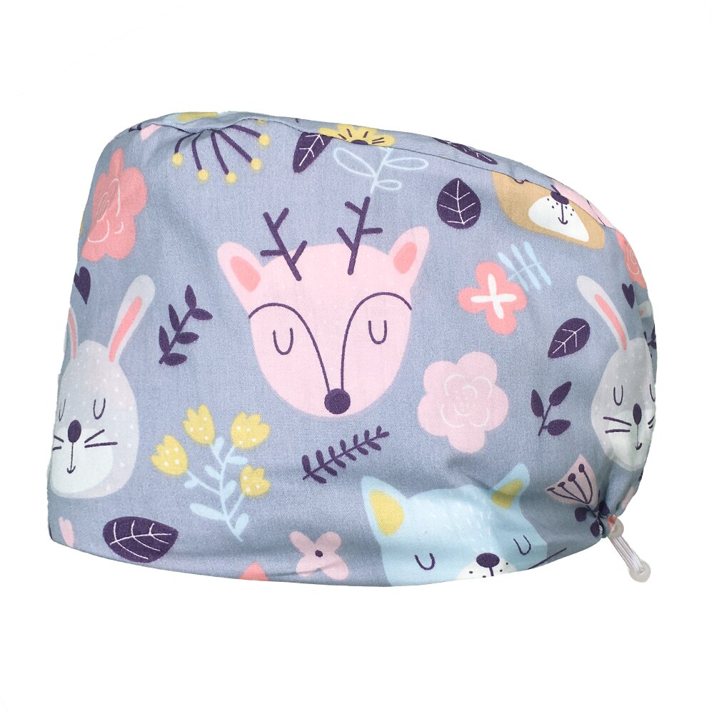 Gorros de trabajo con estampado de dibujos animados, , al por mayor, ajustable, nutricionista, hebilla elástica, gorras de fregado para mascotas: 82007