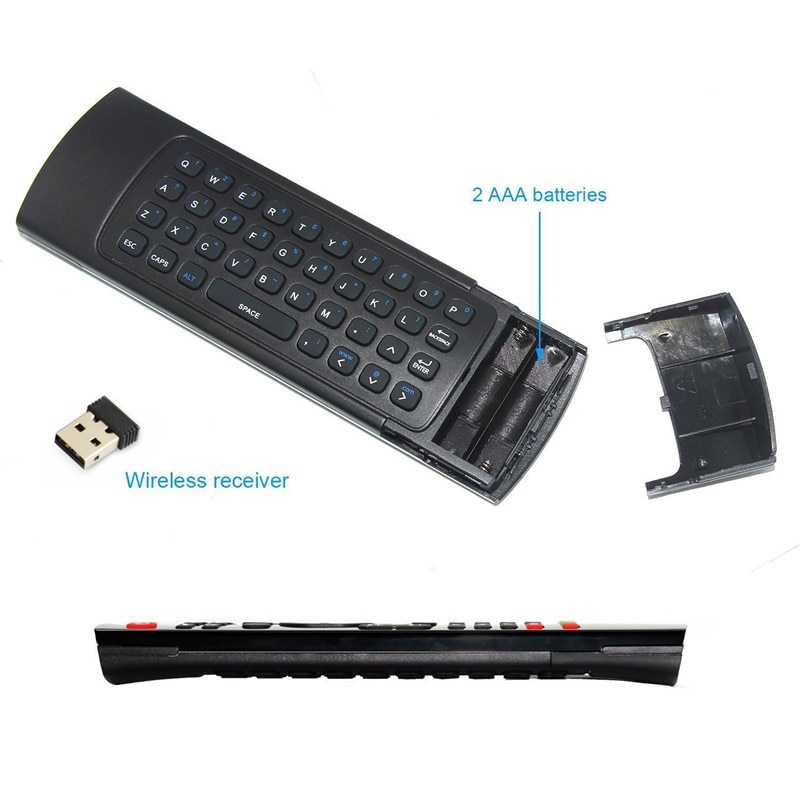 2.4 ghz draadloze afstandsbediening fly air mouse draadloos qwerty-toetsenbord voor smart-tv, android-tv-box, kodi xbmc mxq  mx3 m8s+t8 qbox