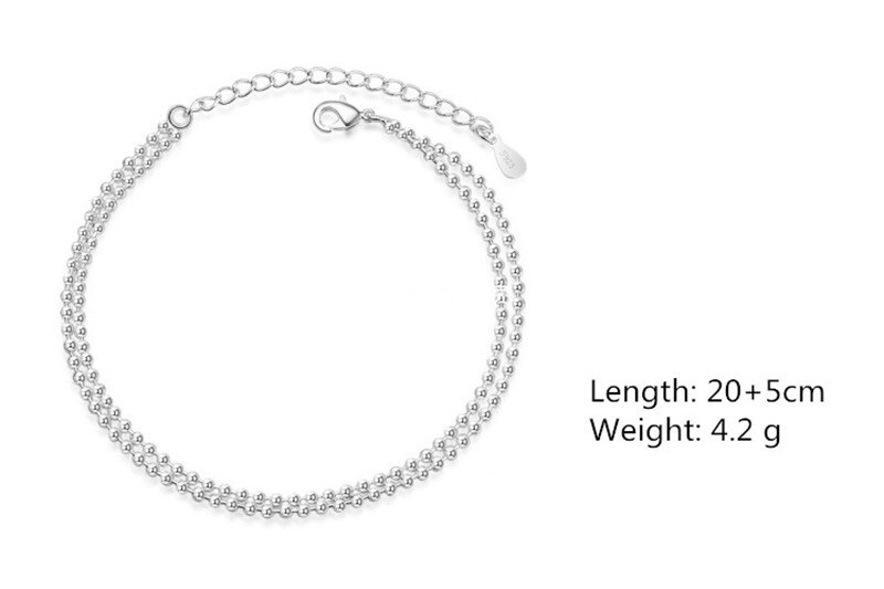 Everoyal Charm Anklets Silver Jewelry For Women 925 Sterling Silver Anklet Female Accessories Double Layers Ankets Girls