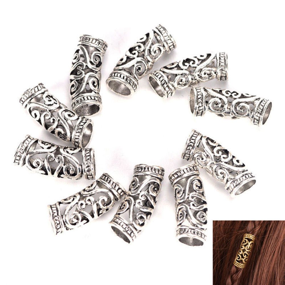 10 stks/pak Tibetaans zilver haar vlecht dread dreadlock kralen ringen buis accessoires 7mm binnenste gat Hairstyling Tool