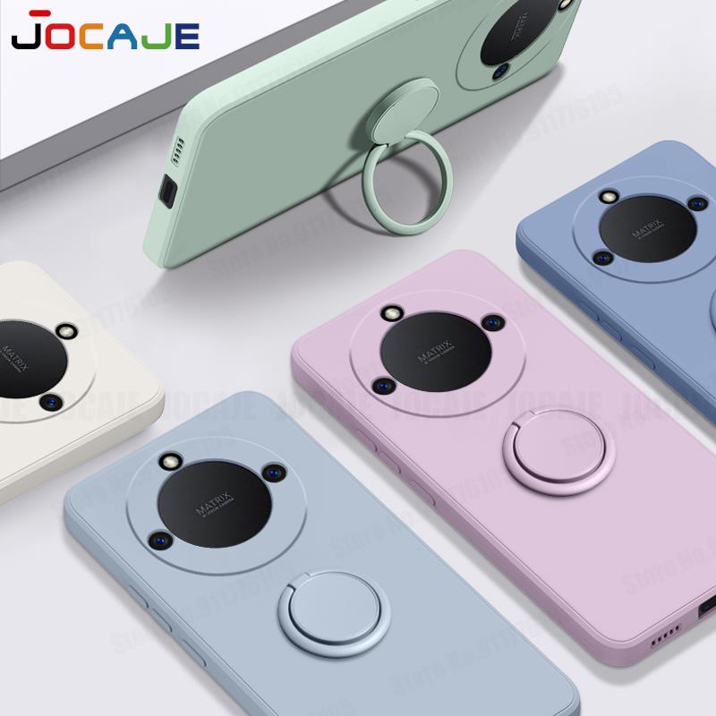 Coque en Silicone liquide pour Huawei Honor X7B X8B X9B, support d'anneau, étuis de téléphone pour Honor X9B X8B X7B, housse souple avec lanière