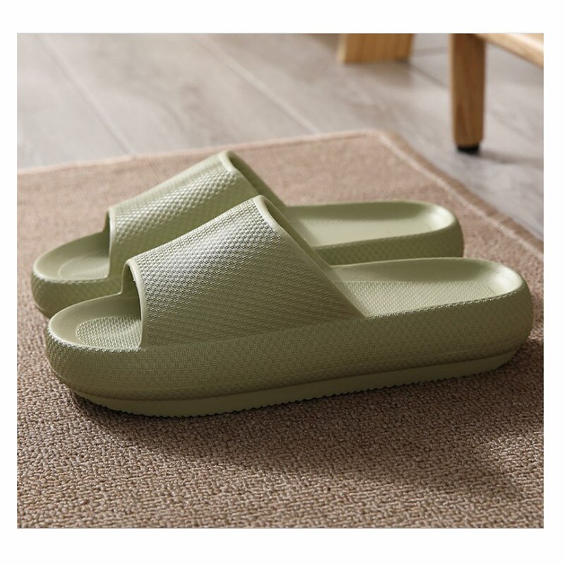 Unisex Bathroom Slidder Light Weight Comfy Indoor Slippers Man and Woman Summer Footwear: Green / 39-40