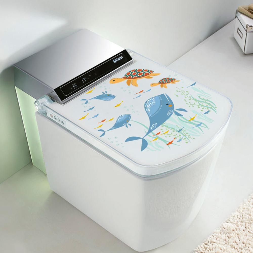 Hval toilet klistermærker boligindretning gør-det-selv wc toiletplakater vandtæt skildpadde marine tema tegneserie vægkunst overføringsbilleder