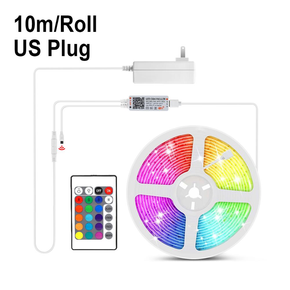 Tuya Smart Life WIFI LED Strip Light 5050RGB lampada inteligente Google Home Alexa Compatible Remote Control Smart Home Lighting: 10M Set With US Plug