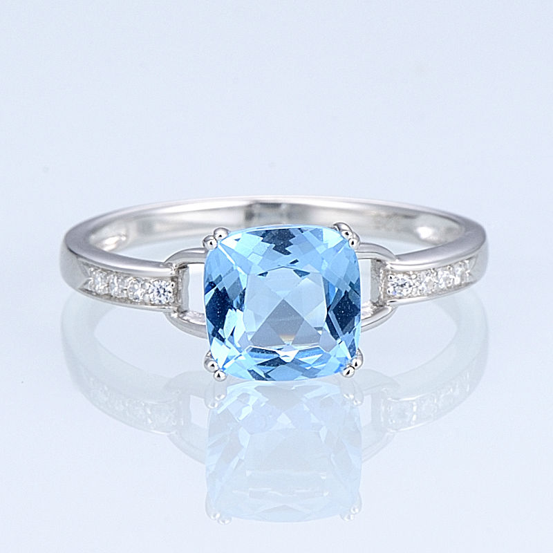 SANTUZZA Silver Rings For Women 925 Sterling Silver Newest Sparkling luxury Rings Sky Blue Bague Bijoux Jewelry