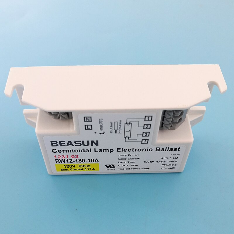 RW12-180-10-Lámpara germicida UV, 120V, 230V, 4W-8W, balastro electrónico para lámpara TUV4W, TUV6W, TUV8W