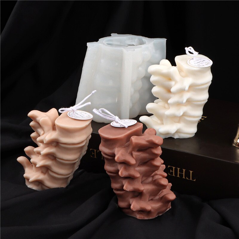 Moule en Silicone pour bougie de colonne vertébrale, pour décoration de bureau faite à la main, en résine époxy de gypse, bougie corporelle d&#39;aromathérapie
