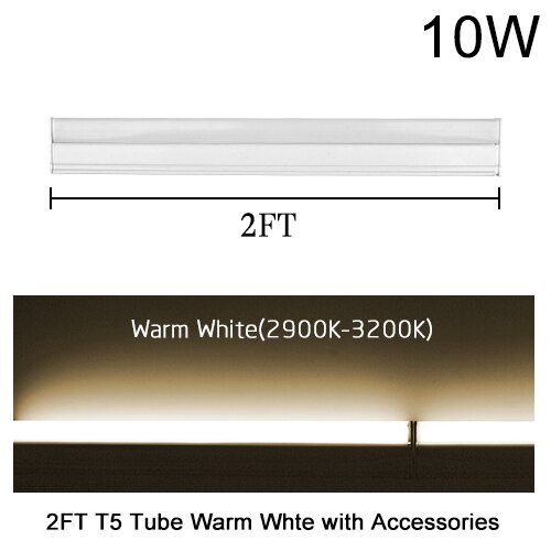 LED T5 Integrated Tube Fluorescent T8 Light 300MM 600MM 1FT 2FT Wall Lamp Lampada 6W 10W Ampoule Warm Cold White 110V 220V: 10W Warm White / AC 110V