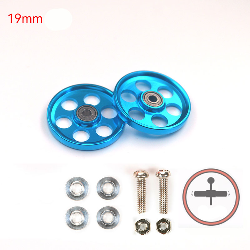 2pcs Aluminum Alloy 19mm Rollers Bearing Roller Arc Edge Guide Wheel Tamiya Mini 4WD 94996/95349/95348/15449 Self Made Parts
