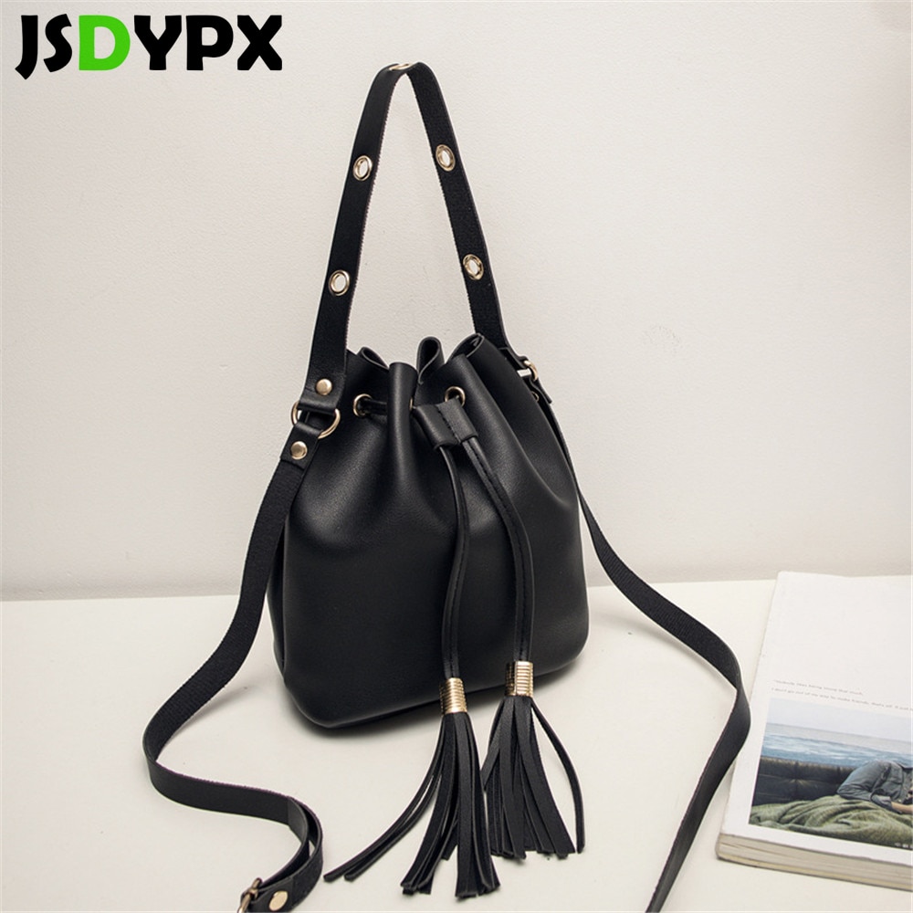Kleine pu leren bucket bags voor vrouwen, stevige crossbody tassen met kwastjes, reistassen en handtassen voor dames, schoudertassen voor dames