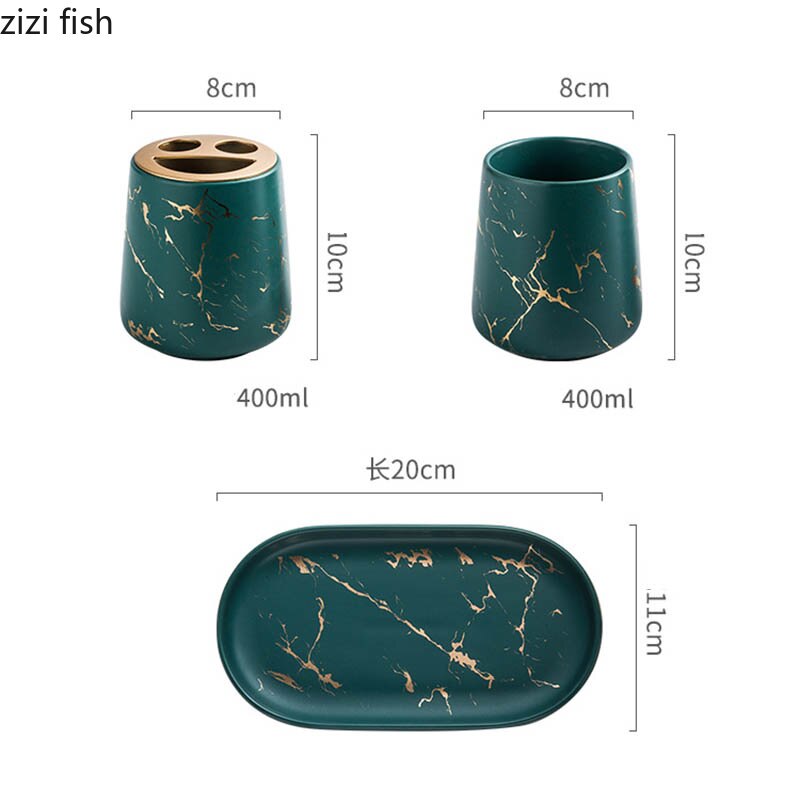 Brossez vos dents ensemble de tasses de bain de bouche usage domestique céramique brosse à dents tasse fournitures de salle de bain ajouter couvercle marbrure artisanat exquis