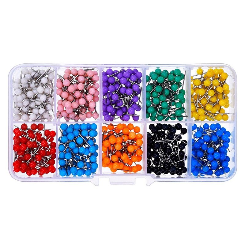 500 Stuks Kaart Kopspijkers Push Pins Plastic Kop Met Stalen Punt, 4Mm & 400Pcs (Goud & Zilver)