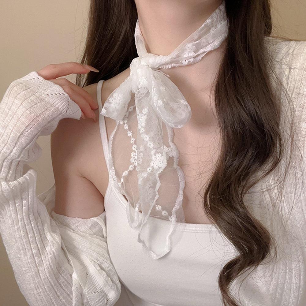 Vintage Spitze Haar Schal Sommer Süße Schleife Stirnband Elegante Band Dekor Haarband Lange Schmale Halstuch Dekorative Schal