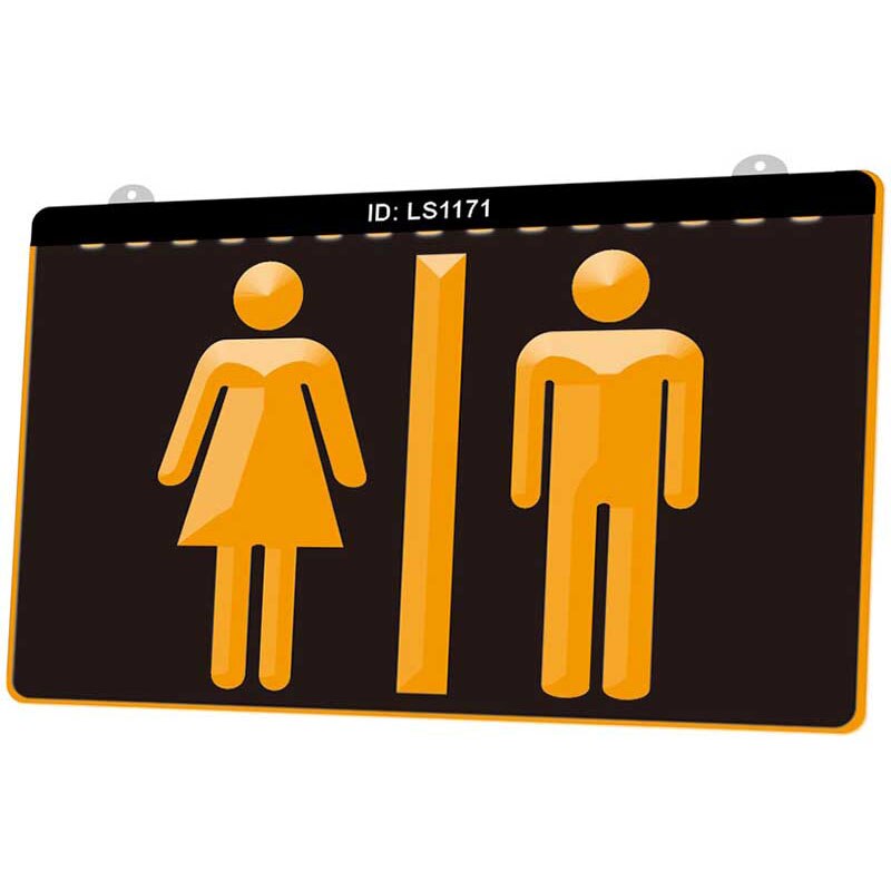 Ls1171 toiletten toiletten 3d graveren led-lichtbord meerdere kleuren gratis detailhandel