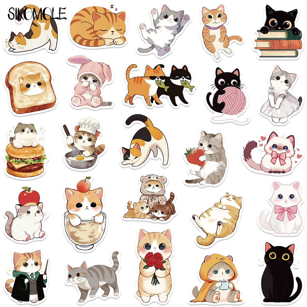10/30/50PCS Cartoon Cute Cute Cat Stickers Animals Decals DIY Laptop Guitar Skateboard Waterproof Car Graffiti Sticker Kids