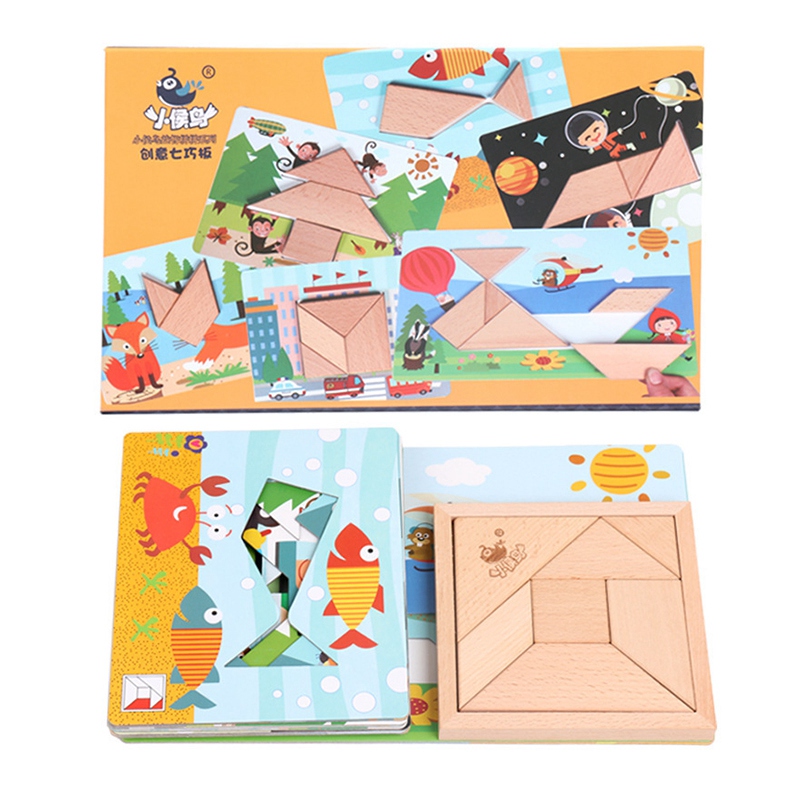 Xiaohouniao Kinderen Houten Puzzel Vroege Onderwijs Game Speelgoed Puzzel Intelligentie Variant Module Puzzel Speelgoed Creatieve Tangram Jongen