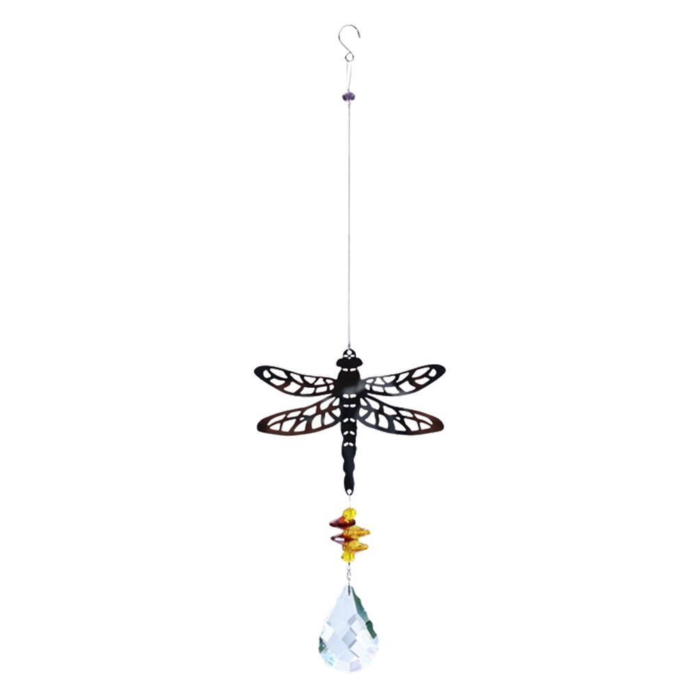 Kristall solfångare prismor glas ljuskrona kolibri vindspel regnbågsjagare gardin hängande hänge hem trädgård inredning: Trollslända