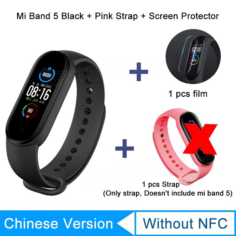 Xiaomi Mi Band 5 Smart Bracelet AMOLED Touch Screen Miband 5 Smartband Fitness Wristband Bluetooth Sport Waterproof Smart Band: CN Pink