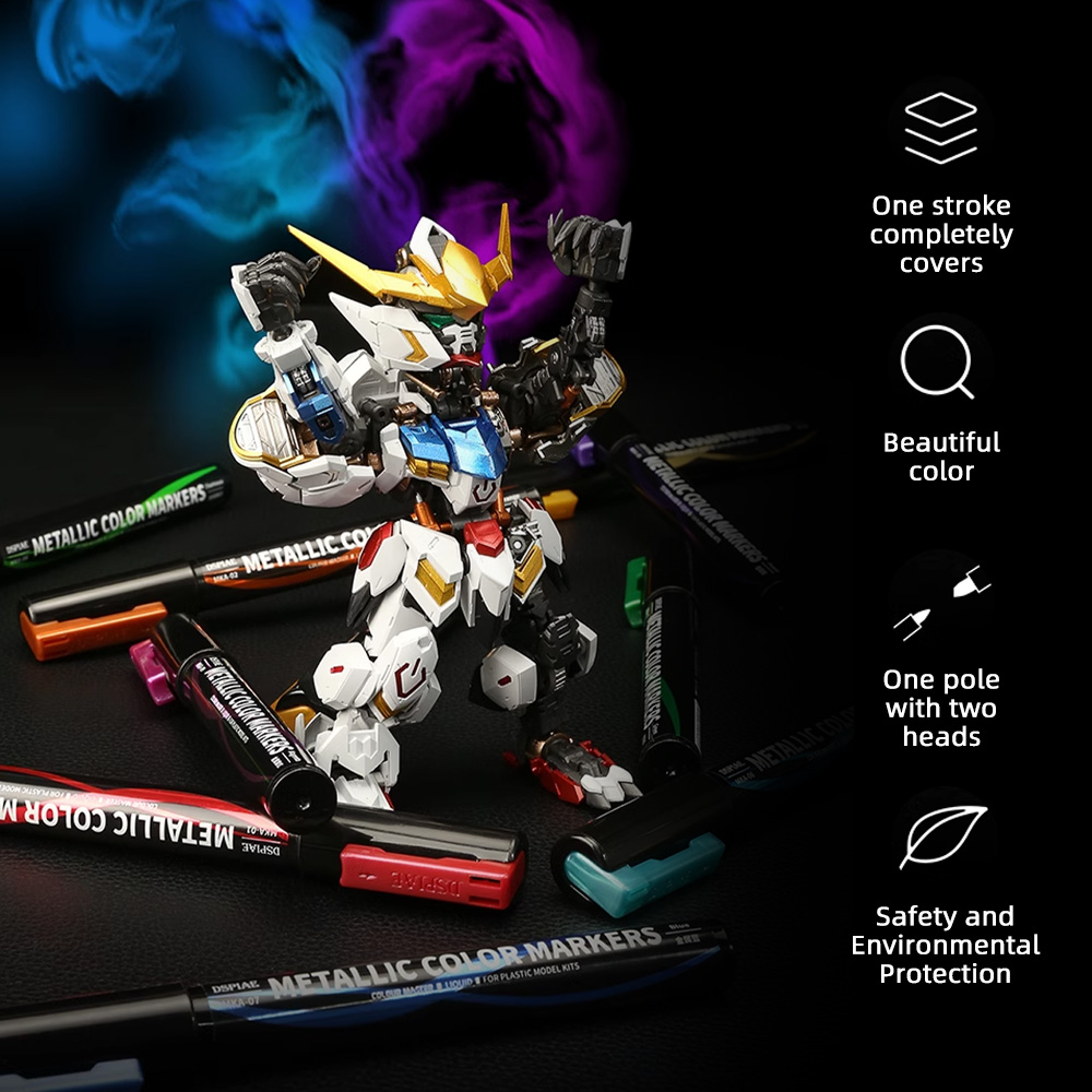 DSPIAE MKA 12 Farben Super metallisch Marker Pinsel Stift Wasserbasis Weichen Kopf farbe für Gundam Mecha Modellbau Hobby DIY Werkzeug