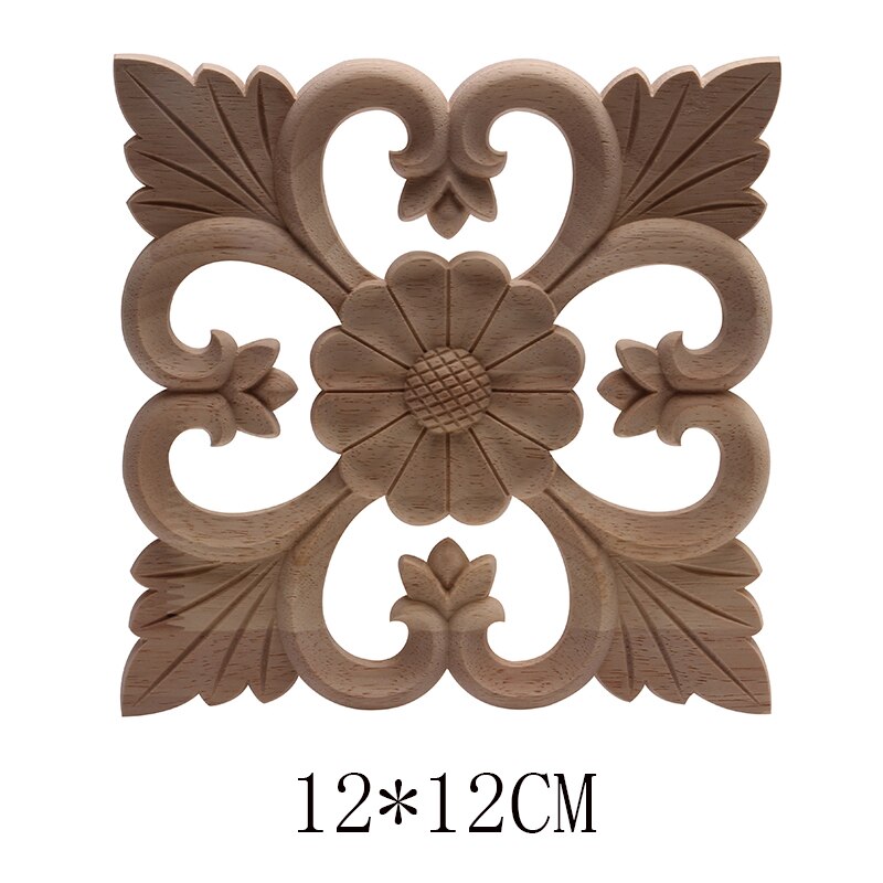 European Decals Solid Wood Flower Wardrobe TV Cabinet Door Wood Carving Flower Accessories Home Decor Long Decals: B33-3