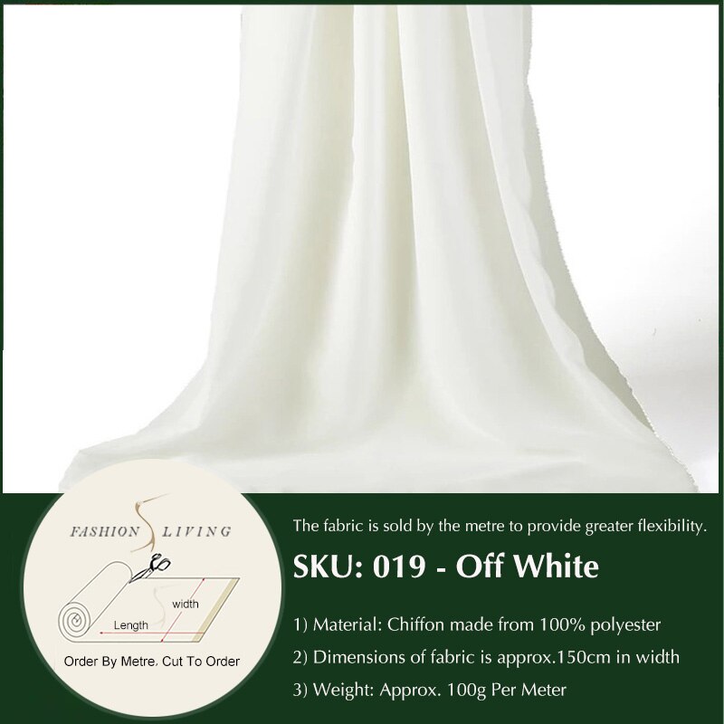 150cm bredt tøj tøj chiffon solidt almindeligt stof ren sommer kjole syemateriale mange farver pr. meter: Off white