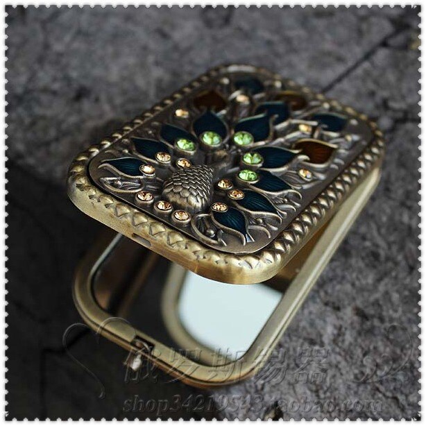 Let bære retro makeup spejl hånd spejl ramme dekorative bord spejle lomme spejl pige  j037