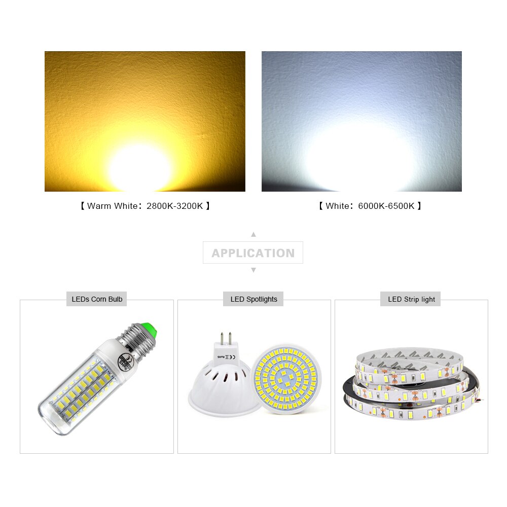 Smd 2835 5730 5050 led perlelys 0.5w 40-45lm led lampe perler chip  dc3.0-3.6v hvid/varm hvid til led pære, strip lys