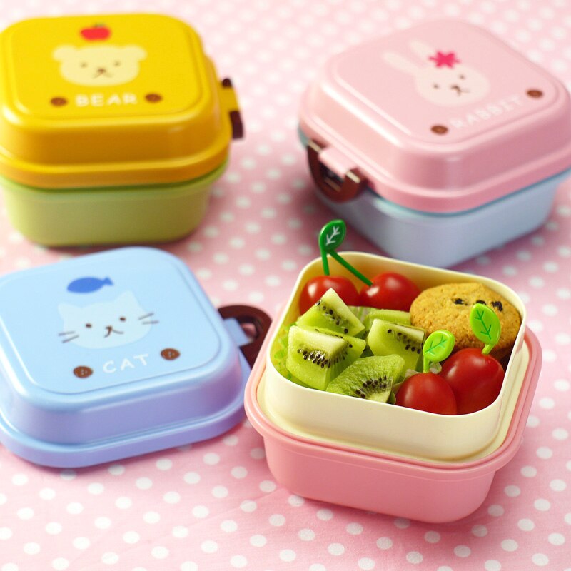Søt sunn plast dobbel lag matboks tegneserie barn bento bokser matbeholder barn matboks bpa gratis