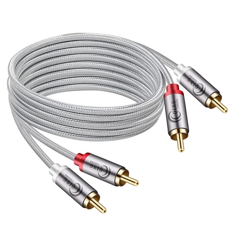 2RCA to 2RCA Male to Male Audio Cable RCA Cable OFC AV Audio Cable 1m 2m 3m 5m 10m for Home Theater DVD TV Amplifier CD Soundbox: Grey / 10m