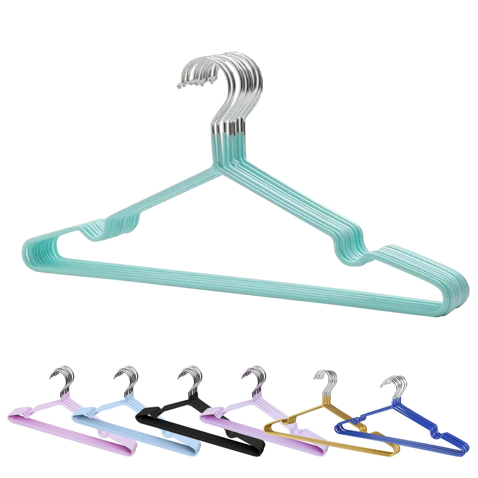 10pcs Non Slip Velvet Hangers Multi-functional Clothes Hanger Space Saving Rack For Home Metal Stainless Steel Clothes Hanger
