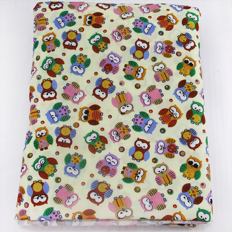 David tillbehör 50*145cm söta tecknade uggla tryckt polyester bomullstyg gör-det-själv vävnad hemtextil sömnad flickor klänning ,c9122: 1016944001