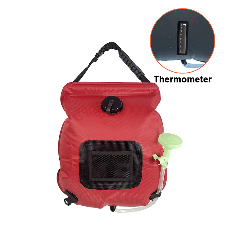 20L Solar- Dusche Tasche wasserdicht für Camping Tragbare Wasser Taschen draussen Faltbare Heizung Umschaltbar Kopf Mit Schnell Trockenen Handtuch: rot