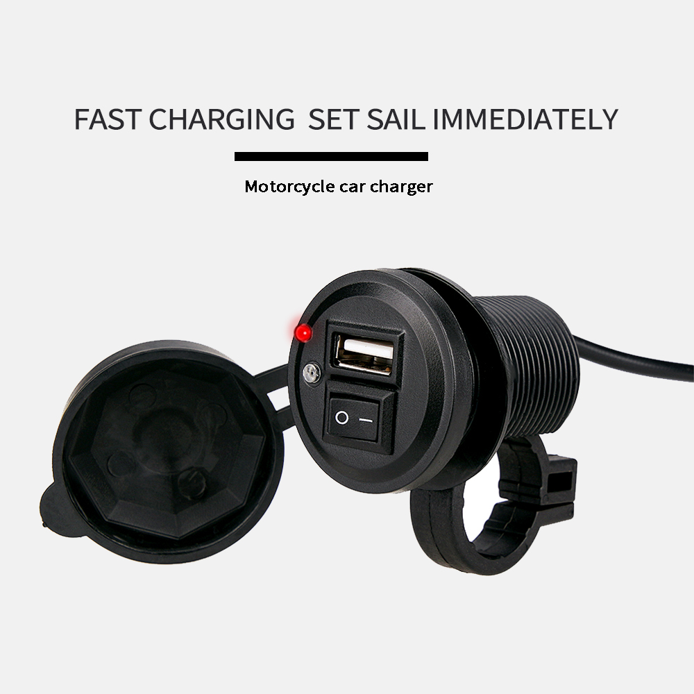 12V 24V USB Waterproof Motorcycle Switch Socket Motorbike Charger 5V 2.1A Cigarette Lighter Adapter for Mobile Phone Z2